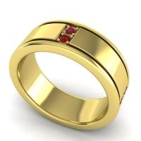 Men's Grooved Gemstone 8mm Band