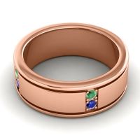 Men's Grooved Gemstone 8mm Band