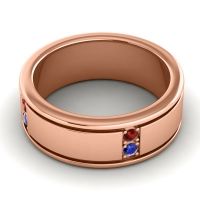 Men's Grooved Gemstone 8mm Band