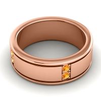 Men's Grooved Gemstone 8mm Band