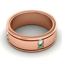 Men's Grooved Gemstone 8mm Band
