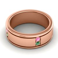 Men's Grooved Gemstone 8mm Band