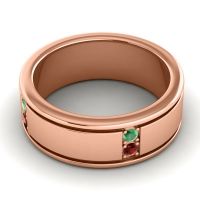 Men's Grooved Gemstone 8mm Band
