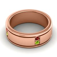 Men's Grooved Gemstone 8mm Band