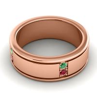 Men's Grooved Gemstone 8mm Band