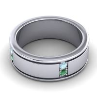 Men's Grooved Gemstone 8mm Band