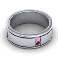 Men's Grooved Gemstone 8mm Band