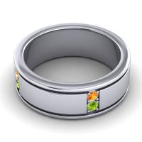 Men's Grooved Gemstone 8mm Band