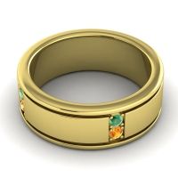 Men's Grooved Gemstone 8mm Band