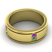 Men's Grooved Gemstone 8mm Band