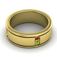 Men's Grooved Gemstone 8mm Band