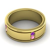 Men's Grooved Gemstone 8mm Band