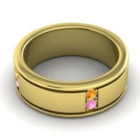 Men's Grooved Gemstone 8mm Band