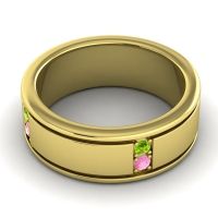Men's Grooved Gemstone 8mm Band