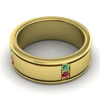 Men's Grooved Gemstone 8mm Band