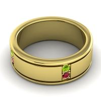Men's Grooved Gemstone 8mm Band