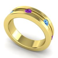 Men's Grooved Bezel Set 6mm Band