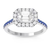 Lab Diamond Ring In Palladium With Diamond And Blue Sapphire Zari Emerald Halo Ring