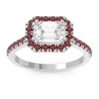 Lab Diamond Ring In 14k White Gold With Garnet Zari Emerald Halo Ring