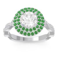 Diamond Engagement Ring In Palladium With Emerald - Sarit Round Halo Ring