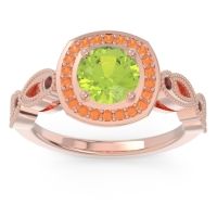 Peridot Ring In 14K Rose Gold With Citrine And Garnet Tevena Round Antique Ring