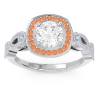 Lab Diamond Ring In 18k White Gold With Citrine And Aquamarine Tevena Round Antique Ring