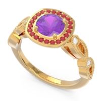 Art Deco Halo Tevana Ring