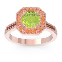 Peridot Ring In 14K Rose Gold With Citrine And Garnet Puraya Round Antique Ring
