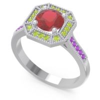 Art Deco Halo Puraya Ring