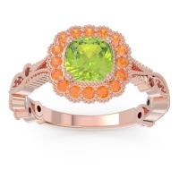 Peridot Ring In 14K Rose Gold With Citrine And Garnet Guna Cushion Antique Ring