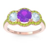 Halo Three Stone Attika Ring