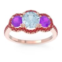 Halo Three Stone Attika Ring