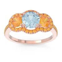 Halo Three Stone Attika Ring