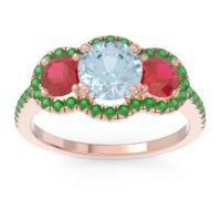 Halo Three Stone Attika Ring