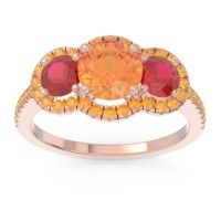 Halo Three Stone Attika Ring