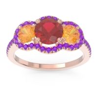 Halo Three Stone Attika Ring