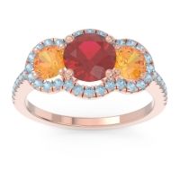 Halo Three Stone Attika Ring