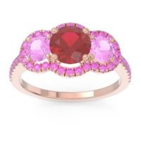 Halo Three Stone Attika Ring