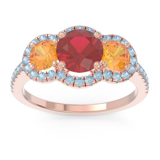 Halo Three Stone Attika Ring