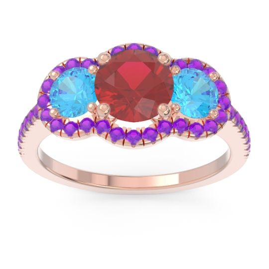 Halo Three Stone Attika Ring