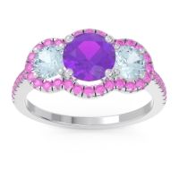 Halo Three Stone Attika Ring