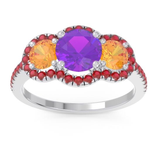 Halo Three Stone Attika Ring