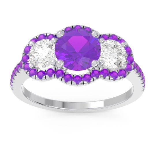 Halo Three Stone Attika Ring