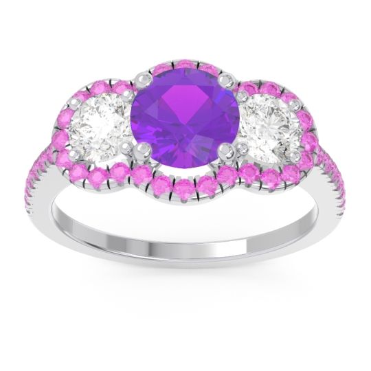 Halo Three Stone Attika Ring