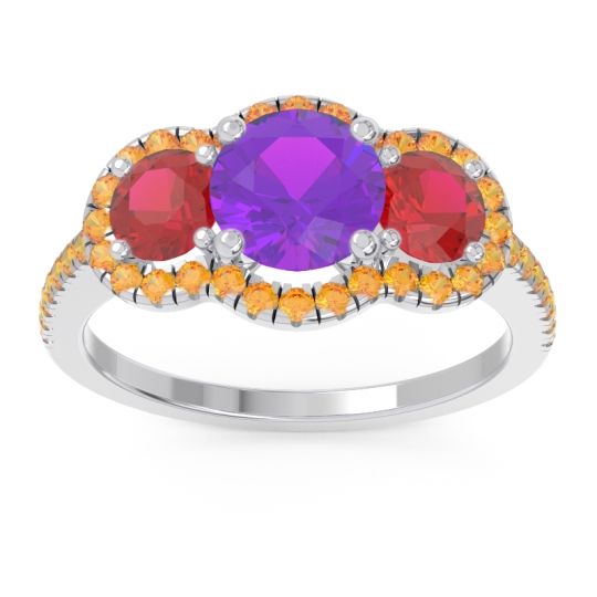 Halo Three Stone Attika Ring