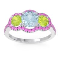 Halo Three Stone Attika Ring