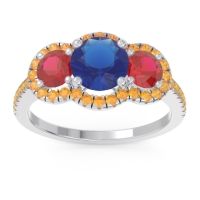 Halo Three Stone Attika Ring