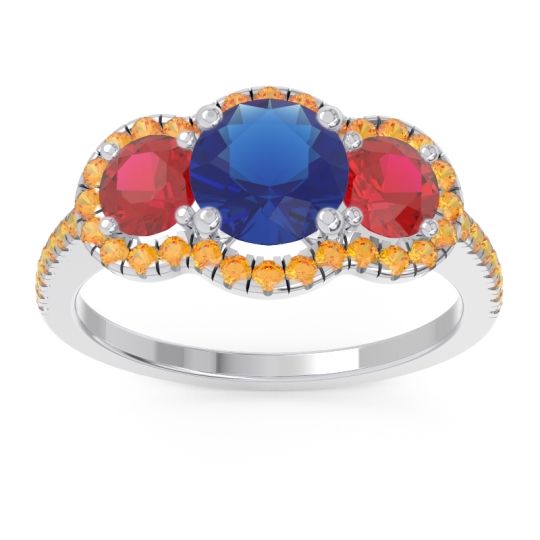 Halo Three Stone Attika Ring