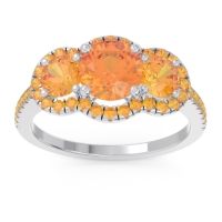 Halo Three Stone Attika Ring