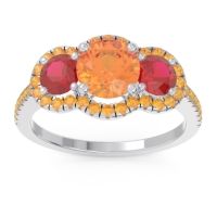 Halo Three Stone Attika Ring